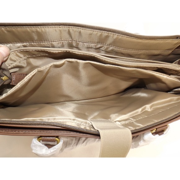 NEW Neutral Laptop Briefcase bag 11" x 16" Leather Teacher Bag - Picture 10 of 15